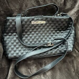 Bebe Black Woven Yara Bag - NEW
